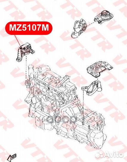 Подушка двигателя правая MZ5107M VTR