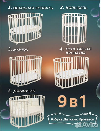 Детская кроватка трансформер 9 в 1