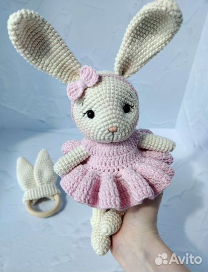 Заяц вязаный, грызунок ушки