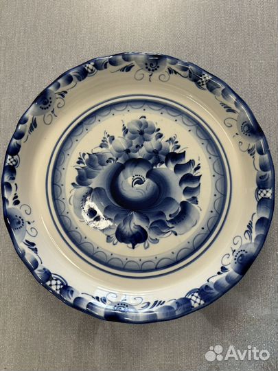 Тарелка пирожковая гжель