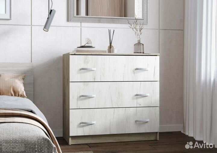 Комод 0,8м Басса 551-М крафт белый+серый, наличие
