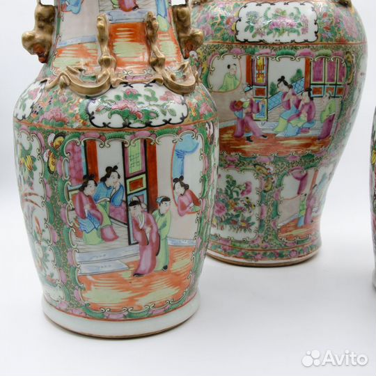 Антикварный Набор из трёх ваз, Китай, 18 век, 47см