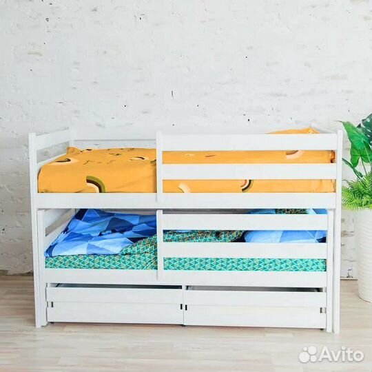 Кроватка с доп. местом матрешка эко берёза от 2х л