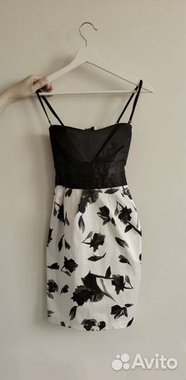 Вечернее платье мини чёрно-белое 42-44