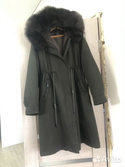 Парка-тренч-натуральный мех