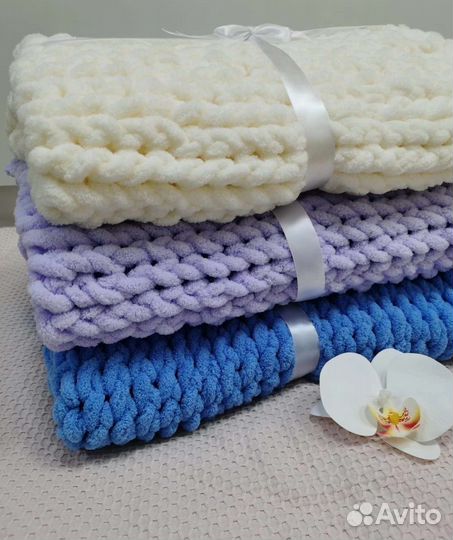 Плюшевый плед ручной работы