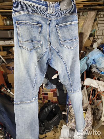 Мотоджинсы унисекс в высокой посадкой