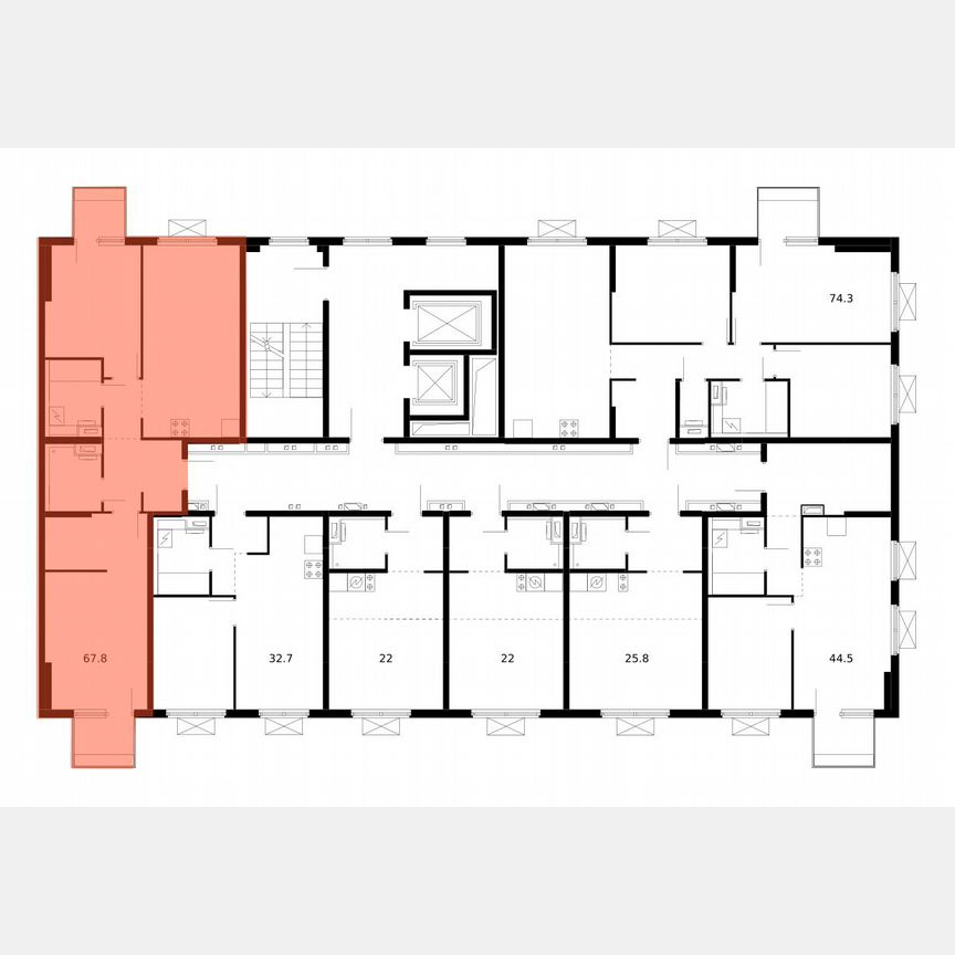 2-к. квартира, 67,8 м², 8/14 эт.