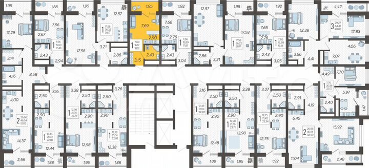 Квартира-студия, 18,1 м², 7/19 эт.