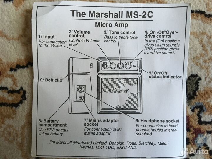 Комбоусилитель (микрокомбик) Marshall MS-2C