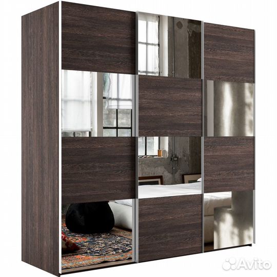 Шкаф-купе Эста 3-х дверный Шашка (6 лдсп / 6 Зерка