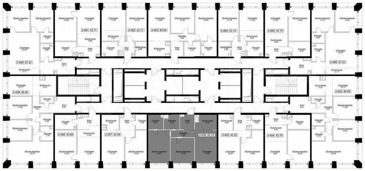 2-к. квартира, 65,2 м², 37/55 эт.
