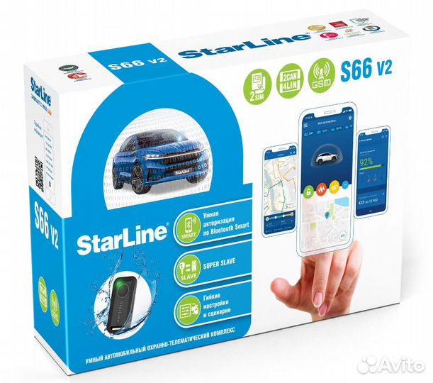 Автосигнализация StarLine S66 V2 BT 2CAN-4LIN GSM