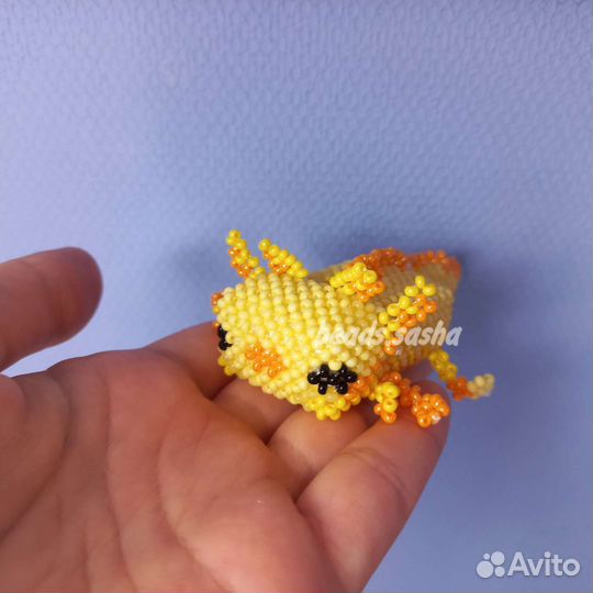 Амигуруми из бисера - аксалотль из маинкрафта