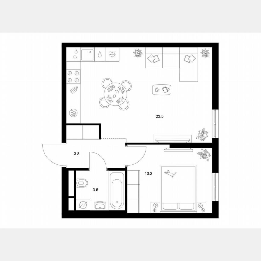 1-к. квартира, 41,1 м², 2/23 эт.