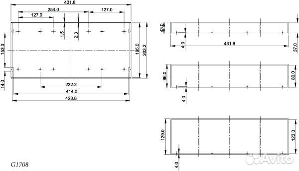 Корпус для рэа 431х203х86, пластик, G17082UBK