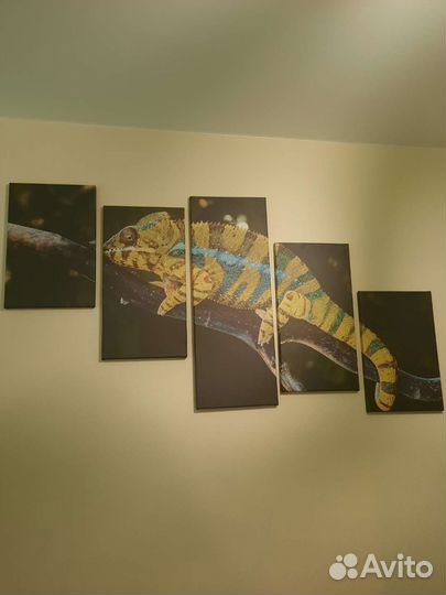 Модульная картина хамелеон