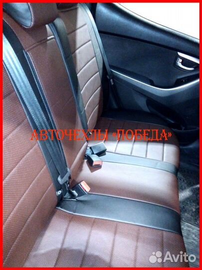 Чехлы Hyundai Elantra 4 HD из экокожи чёрно-шокола