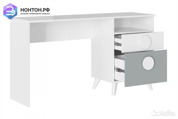 Письменный стол Кубо белый / грин грей софт