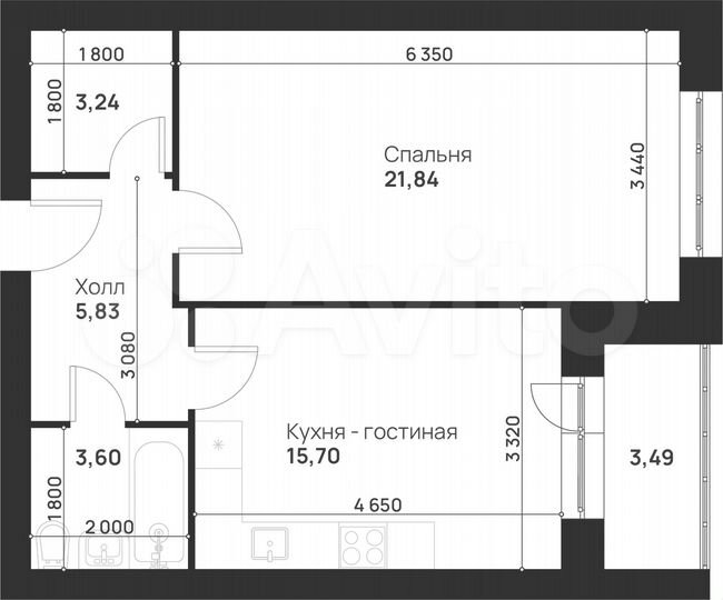 1-к. квартира, 53,7 м², 4/5 эт.