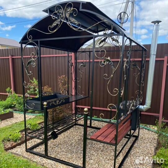 Мангал с печью под казан