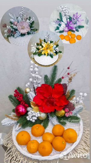 Новогодний декор. Фонарь. Поднос