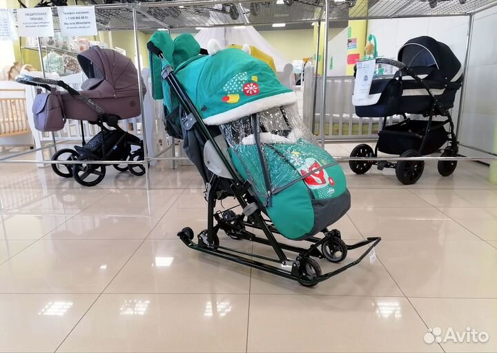 Санки-коляска комби Ника Детям 7-6 Лиса изумрудный