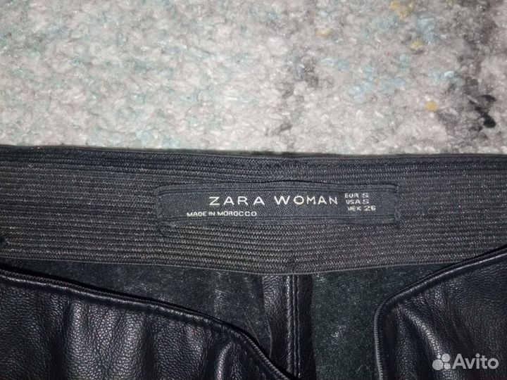 Кожаные брюки леггинсы zara