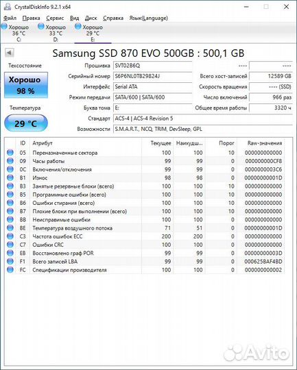 Жесткий диск SSD Samsung 870 EVO 500GB
