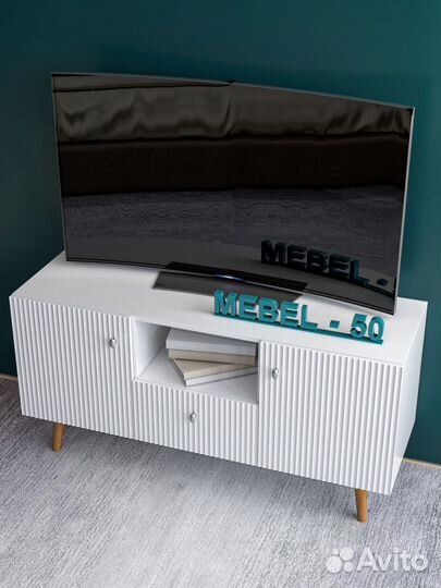 Тумба под тв белый глянец