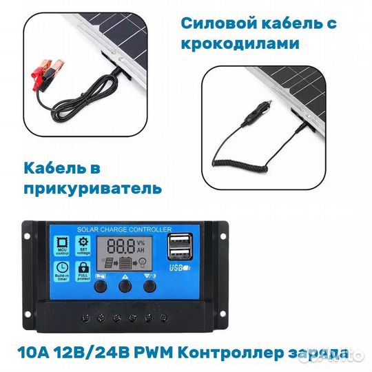 Солнечная панель 100Вт/ 18В Три вида