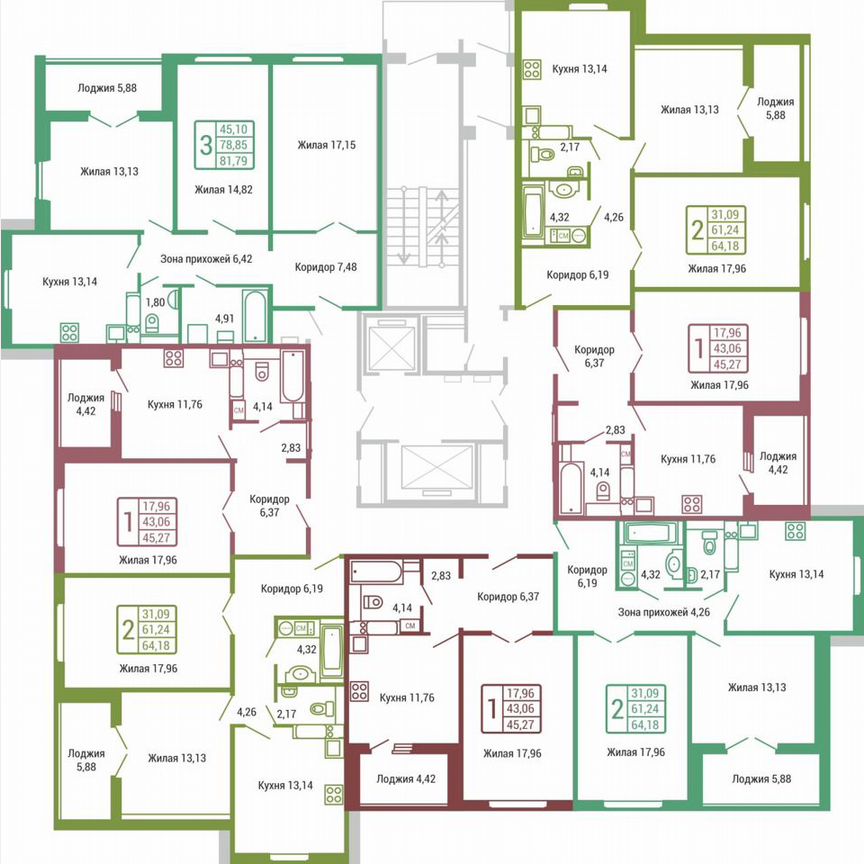1-к. квартира, 45,3 м², 7/19 эт.