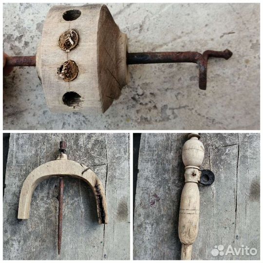 Детали к прялке, старинные