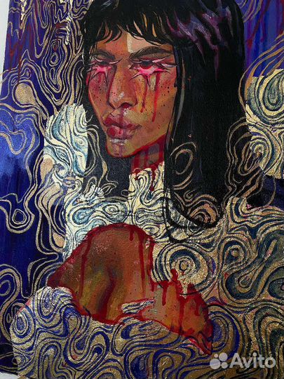 Картина ручной работы 50х40. Акрил, поталь