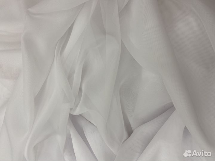 Штора из белой вуали 600х250