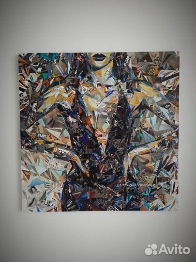 Картина авторская в технике коллаж холст 85х85см