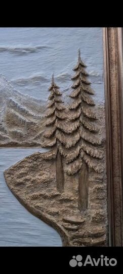 Картина барельеф горы ручная работа