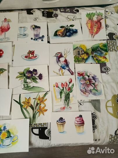 Рисунки акварелью открытки