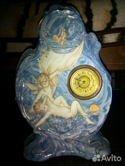 Часы антикварные,фарфор,идут,утрата по корпусу,тре