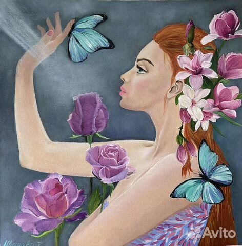 Интерьерная картина маслом «Цветочная фея»