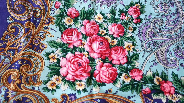 Павловопосадский платок новый шерстяной