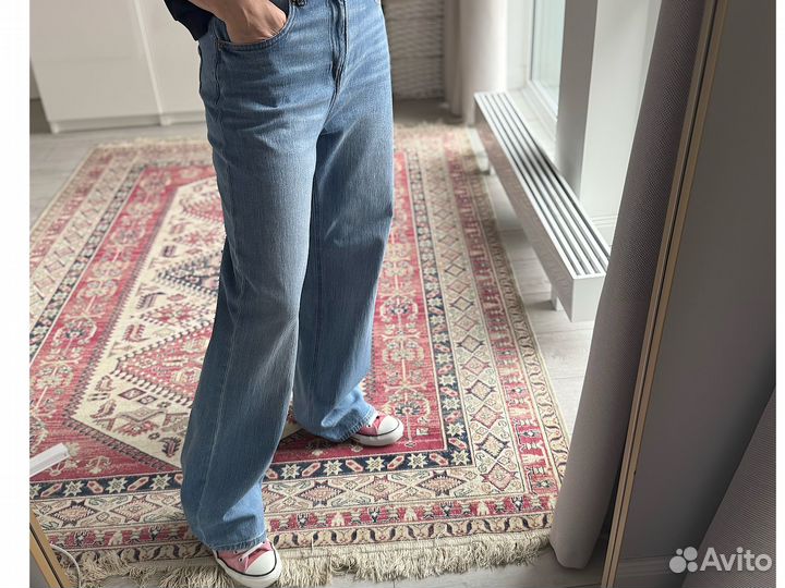 Джинсы женские широкие 46 48 голубые