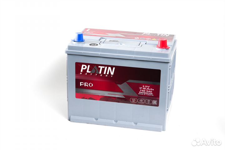 Аккумулятор автомобильный platin 75 Ah asia