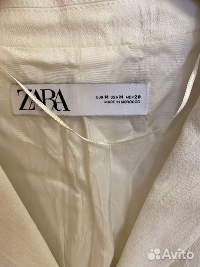 Пиджак zara белый молочный льняной