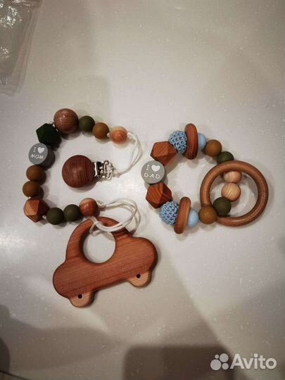 Детские именные держатели для соски, грызунки