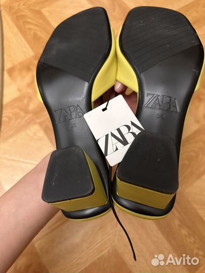 Сабо мюли босоножки zara 38 новые кожа