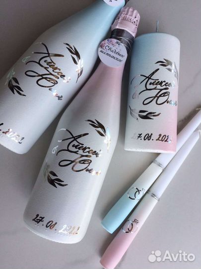 Оформление бутылок, свадебные бутылки, шампанское