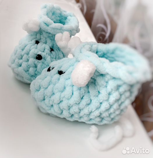 Пинетки вязаные для новорожденных, теплые носочки