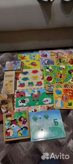 Игрушки развивайки(дерево) +пазлы