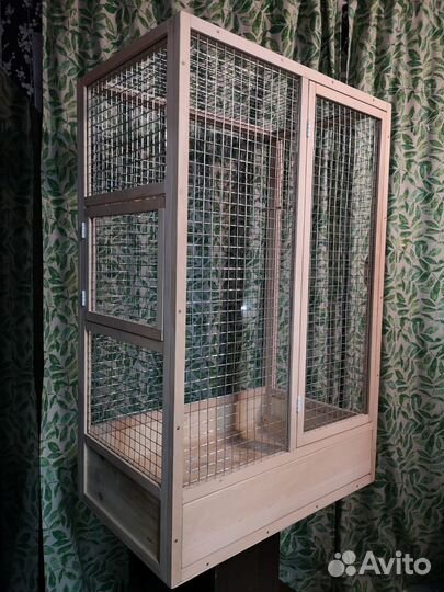 Клетка из натурального дерева для птиц (экзотическ